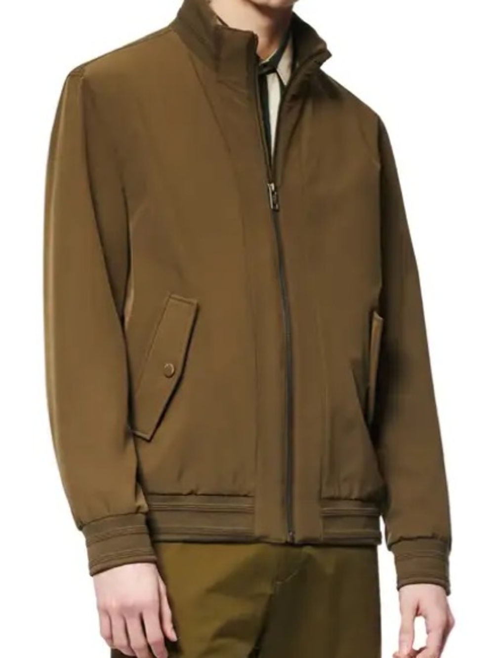 Andrew Marc Men's Olive Water Resistant Bomber Jacket